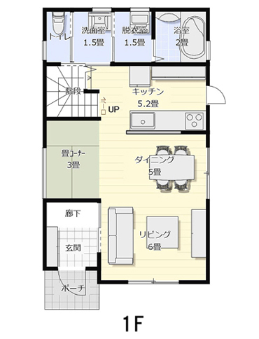 カナエルハウス 高山市下岡本町モデルハウス 1階間取り